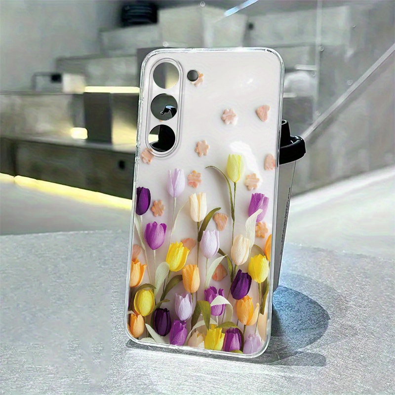 

Exclusive Purple Floral Pattern Phone Case For Samsung Galaxy A54/a53/a52 (a52s Compatible)/a34 5g/a14 5g/a13 5g/a12/s10 Series & S21-s24 Series - Shockproof Full Coverage Edge Design