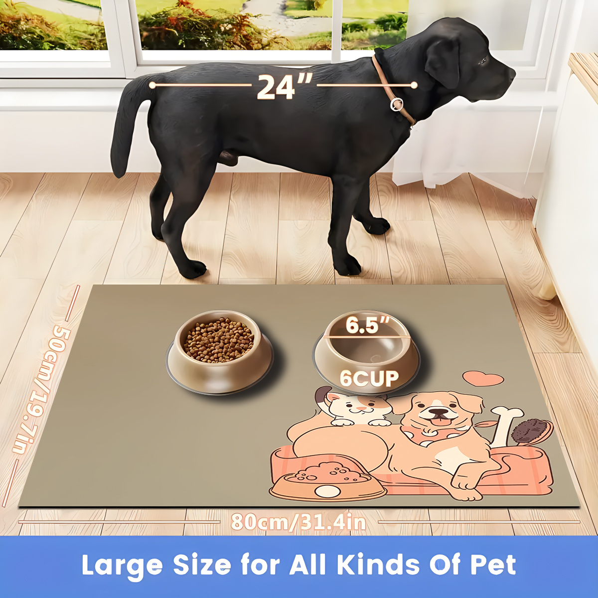 

1pc Quick-dry Pet Feeding Mat For Dogs & Cats - Non-slip, Waterproof, Splash-proof Food Placemat
