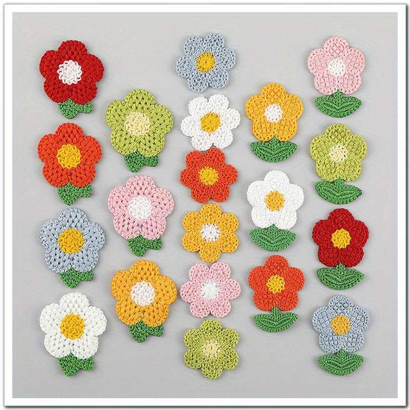 

12pcs Flower Knit Embroidery Patch Appliqué Fabric Decorative Patches For Curtains, Quilts, And Clothing Accessories.