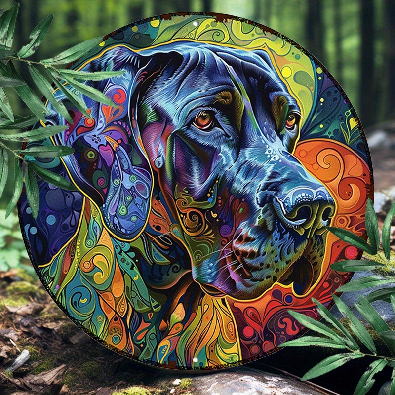 

Great Dane Mandala Psychedelic Art Style Round Aluminum Sign - 8x8 Inch Waterproof Uv Resistant Lightweight Metal Wall Decor For Living Room