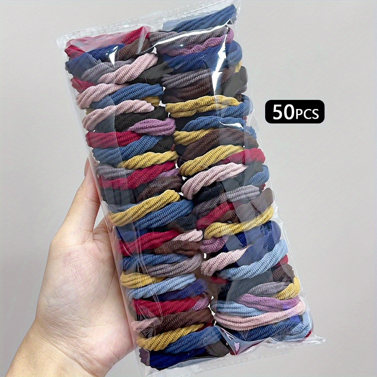 

50pcs Simple Color Hair Ties Set For Girls, Solid Color Fabric Hair Accessories,