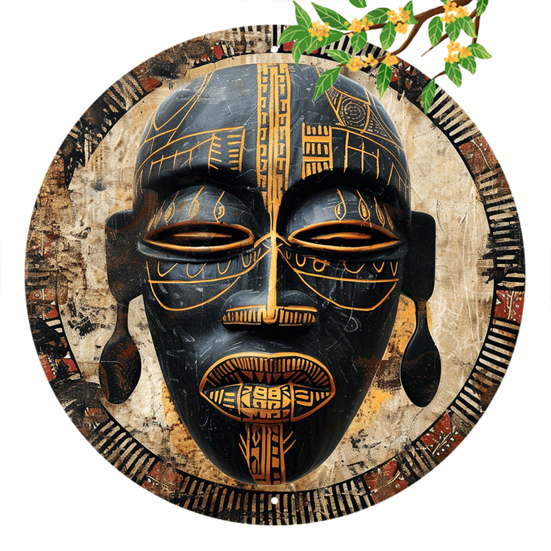 

8x8" African Mask Abstract Wall Art - Perfect For Living Room Decor & Valentine's Day Gift, Aluminum