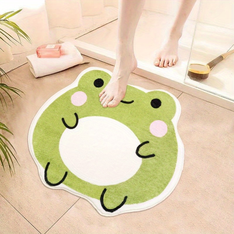 

1pc Adorable Cartoon Frog Non-slip Mat | Super Soft Plush, 100% Polyester Foot Rug With Pvc Backing | Machine Washable | Ideal For Bathroom, Bedroom, Kitchen, Living Room & Doorway Decor, Frog Decor