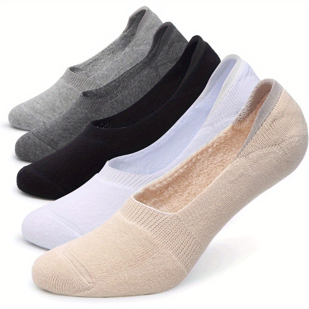 

Women's Thick Cushion Casual Athletics Casual Low Cut Flat Non-slip Boat Liner No Show Socks-5 Pack