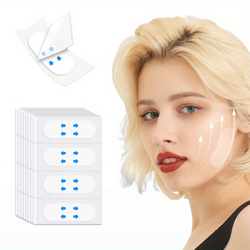 

12pcs Instant Face Lift Tape Facial Patches, Invisible Breathable Chin Lifting Stickers, Waterproof V-shape Tightening Makeup Adhesive Strips For Facial