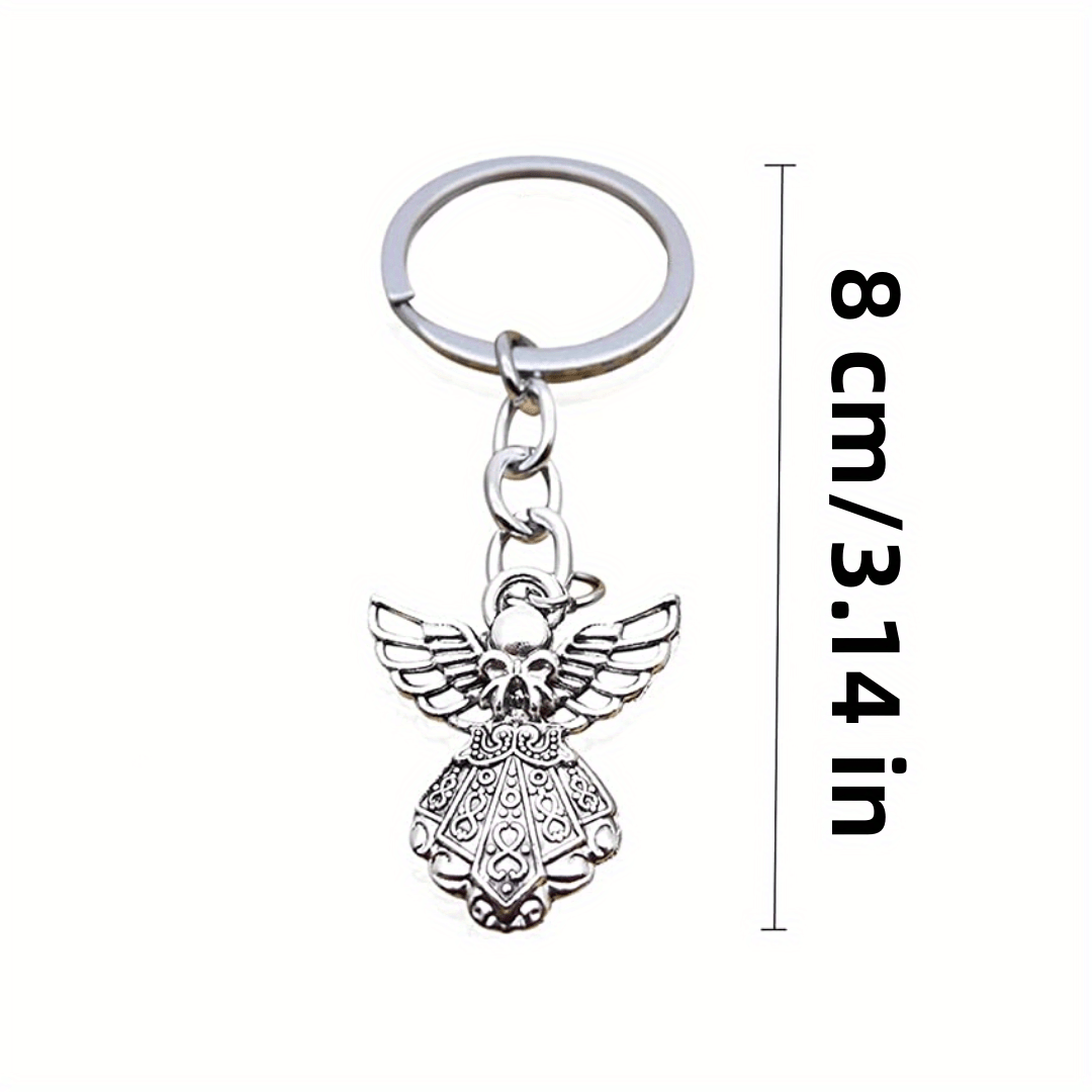 10pcs Ancient Silvery Guardian Charm Key Chain Key Ring | Alloy, Easy Style, Non-textile Materials For Key Chain, Craft Production, Lanyard Gift Making
