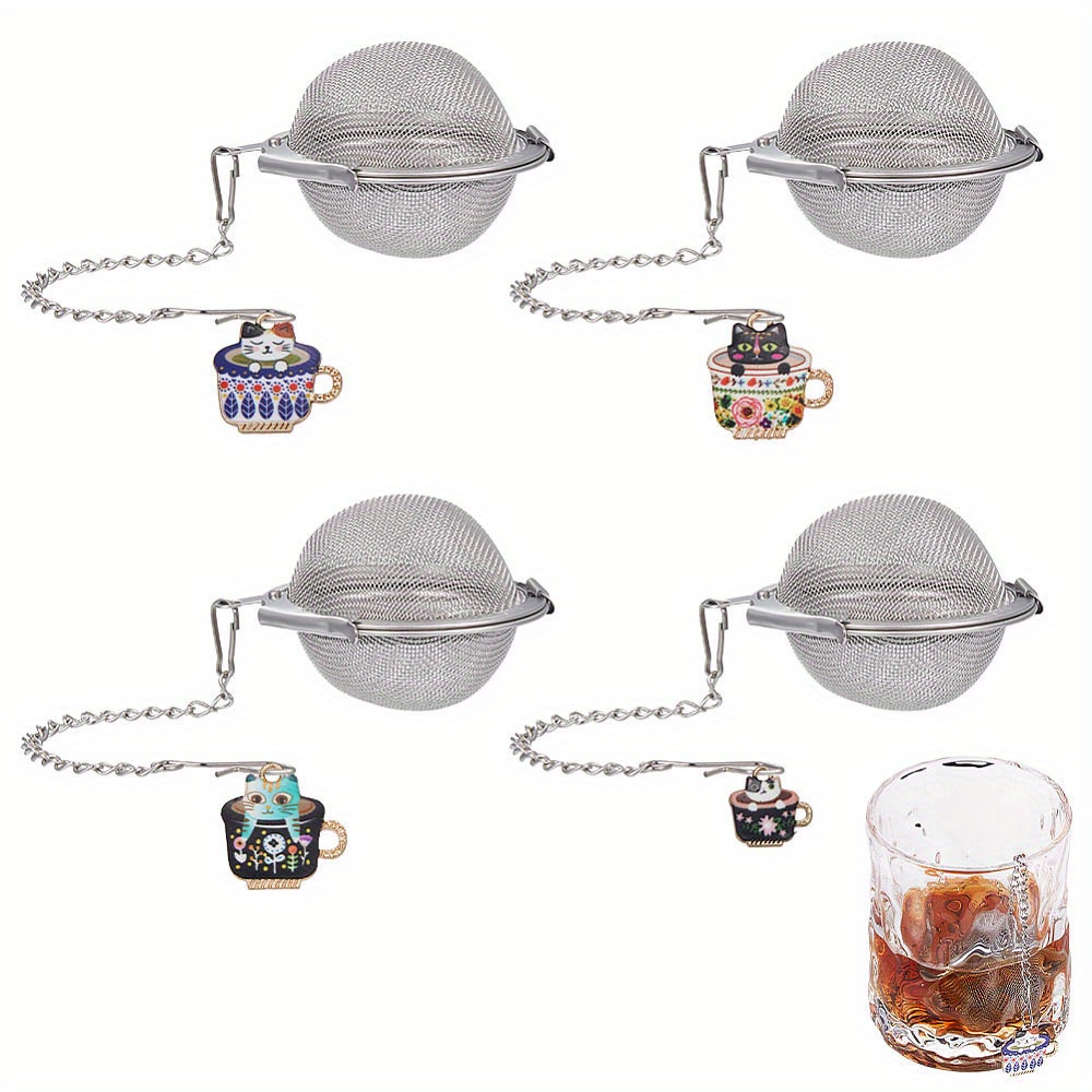 

1set 4pcs Round Steel Tea Alloy Enamel Pendants Cup Cat & Tea : 165mm 4pcs Pendants: 15~24x15~23x1.5~1.9mm : 1.8~2.5mm