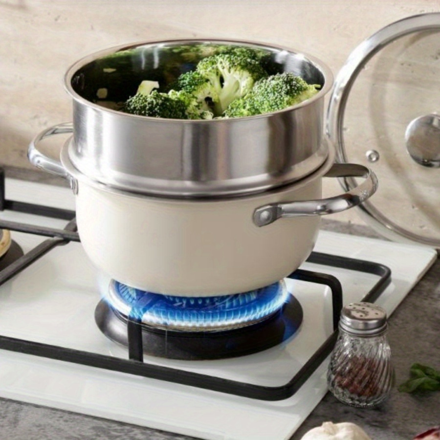 

Stainless Steel Multi- Cooker With Steamer Basket: Suitable For Stove, Induction, And Electric Cooktops