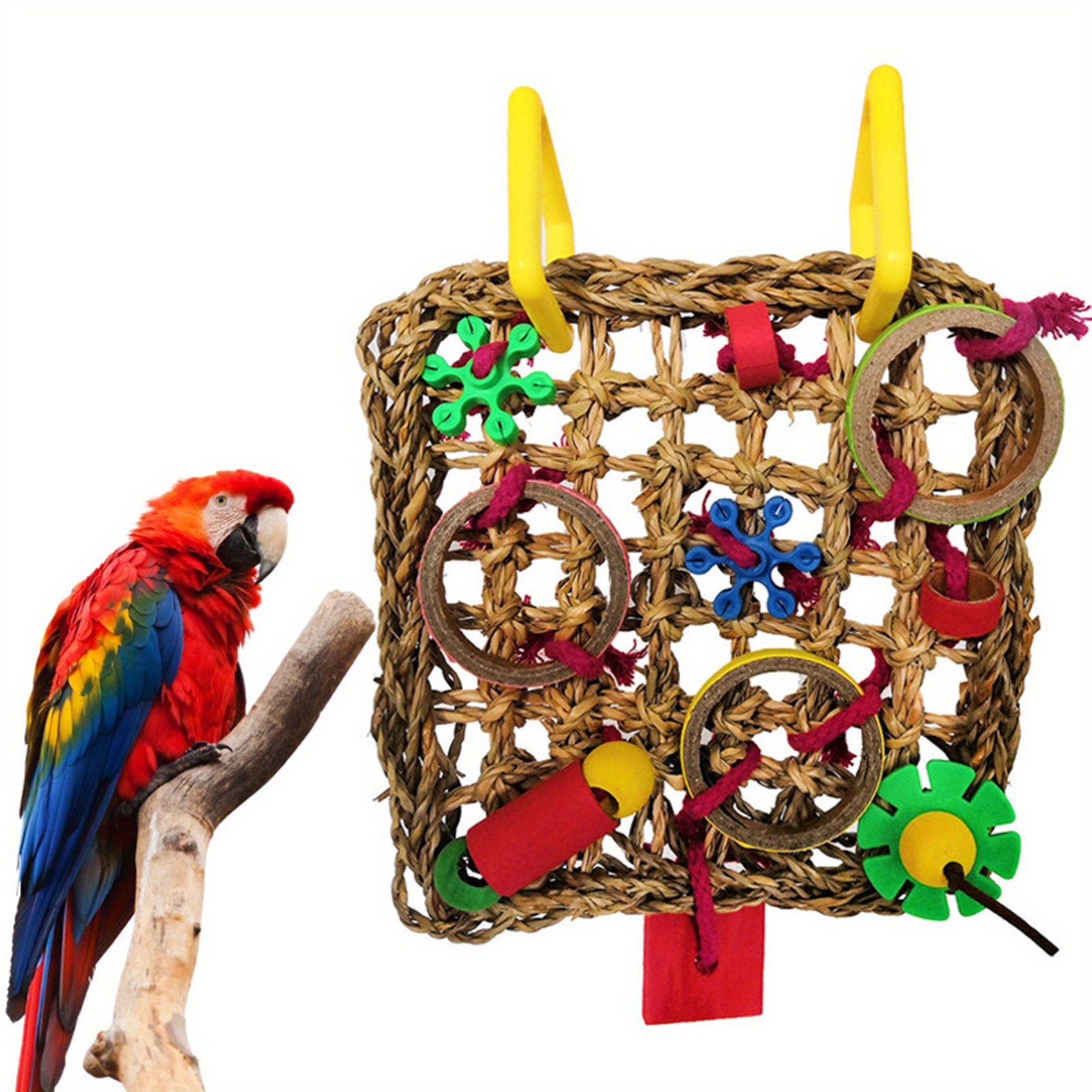 

engaging" Colorful Parrot Play Net - Durable Climbing & Chewing Toy For Birds, Random Design