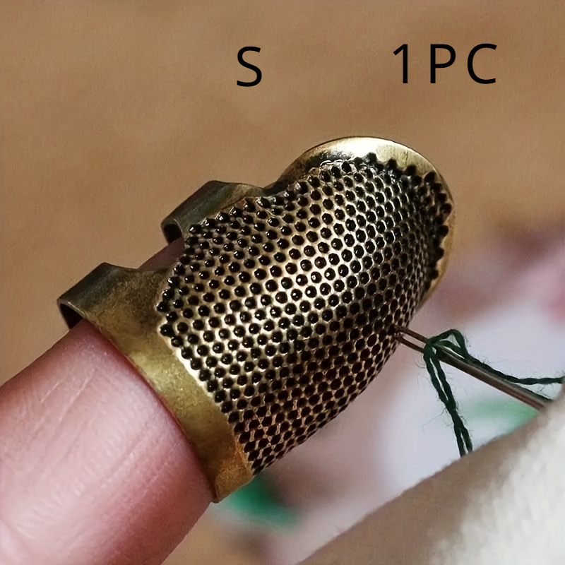 1/2/3pcs Adjustable Antique Bronze Top Needle Ring For 1/2/3pcs Handmade Embroidery, Retro Pressing Finger Clamp And Anti-slip Support