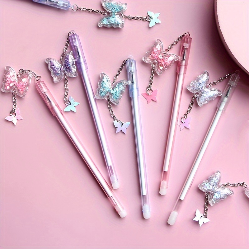 

10-piece Cute Butterfly Gel Pens - Smooth Writing, Portable & Stylish For School And Office