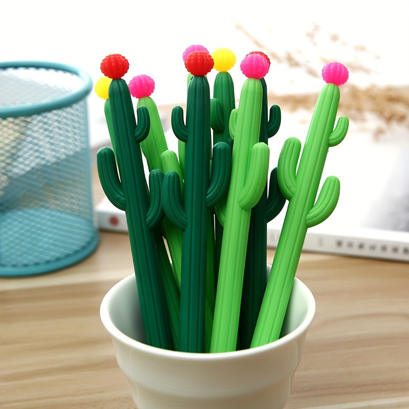 

15-piece Cactus Gel Pens - Smooth Writing, 0.5mm Fine Point, Durable Plastic, Fun Design For Students & Office Use