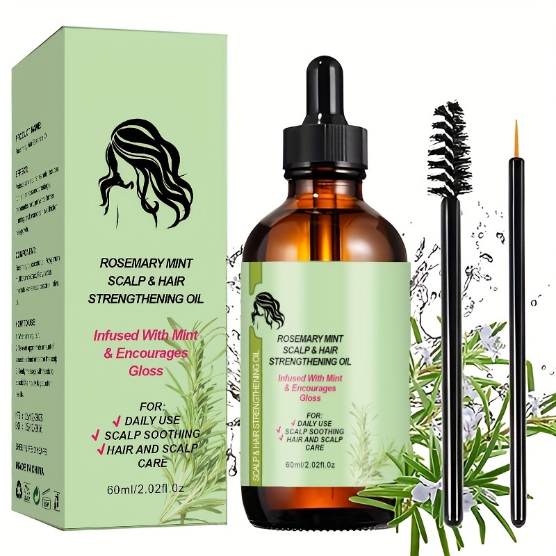 

60ml Rosemary Mint Scalp & Hair Strengthening Oil, Infused With Mint, Moisturizing And Smoothing Hair, Dens Hair Care Serum Oil, Natural Shine Booster
