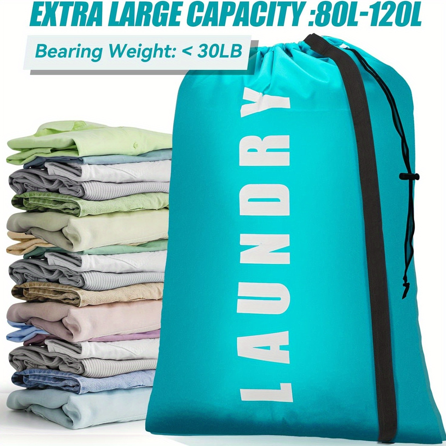 

2-pack Large Drawstring Laundry Bags For Travel & Home Decor, 24"" X 36"" – Durable, Spacious, Oval Shape Perfect For Apparel Organization
