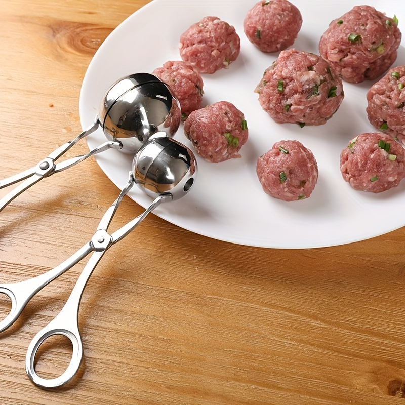 

1pc Stainless Steel Meatball Maker, Meat Baller Tongs, Non-stick Meatball Scoop Maker, Food Contact Safe Kitchen Tool, Cooking Gadgets And Accessories