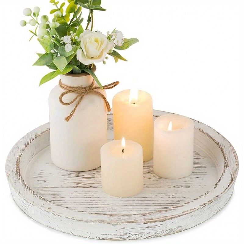 Lot De 2 Supports à Bougies En Bois D'acacia - Pour Bougies Jusqu'à 7 Cm De Diamètre - Sous-verres Décoratifs, Style Rustique - 10