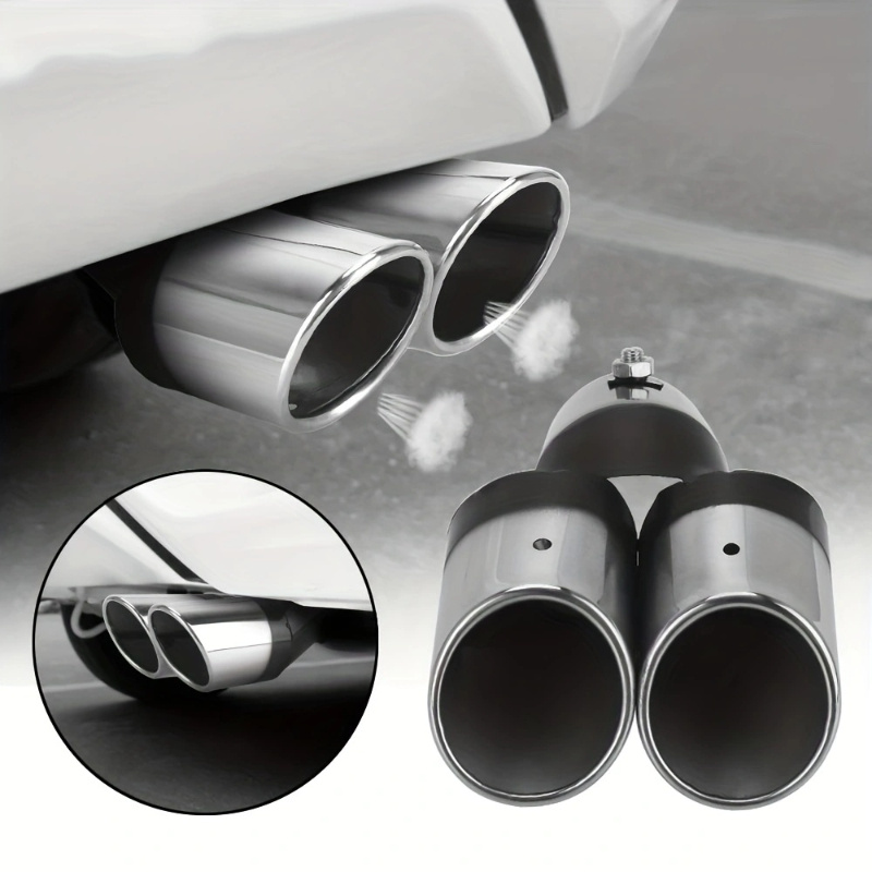 

1pc Universal Steel Double Outlet , Car Tail Muffler For Styling