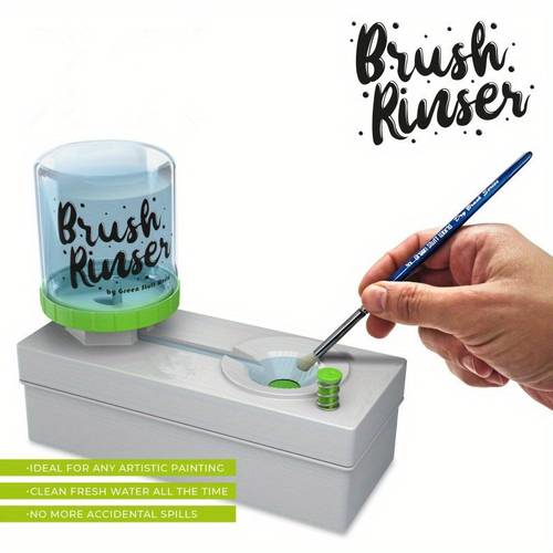 Brush Rinser Automatic Water Cycling Paint Brush Cleaner - Multifunctional Plastic Art Tool for Fresh Water Rinsing and No Spill Washing
