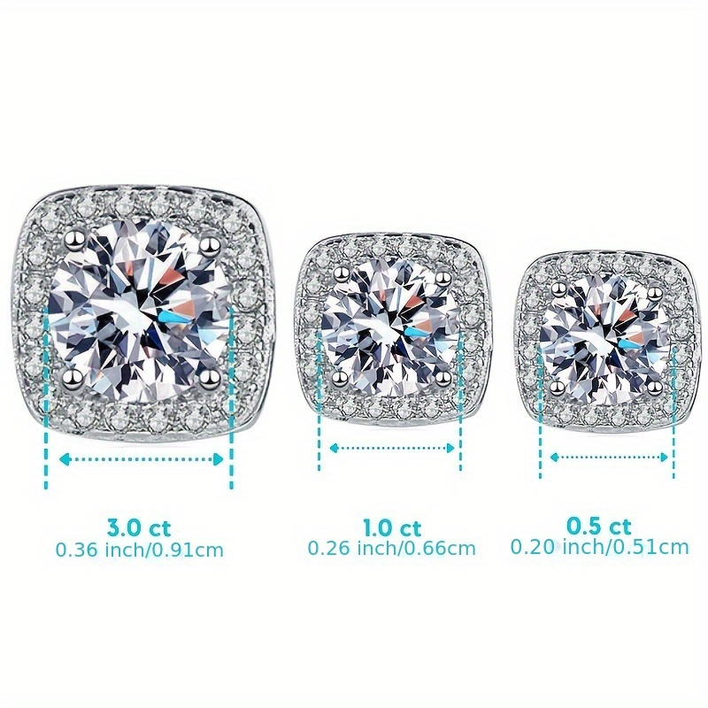 2pcs 3 2g 3ct moissanite stud earrings 925 sterling silvery   moissanite earrings for women   for gifts for her details 0