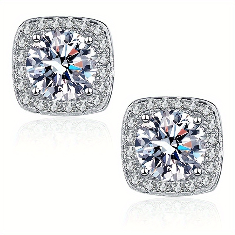 2pcs 3 2g 3ct moissanite stud earrings 925 sterling silvery   moissanite earrings for women   for gifts for her details 1