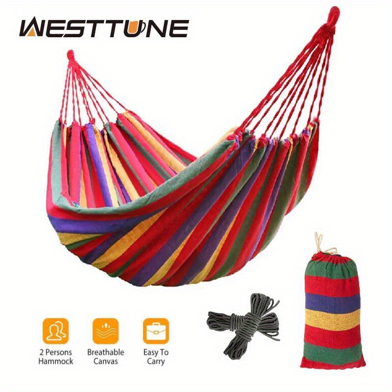 

Portable Outdoor Camping Hammock For 1-2 Person, Swing, Hanging Bed, Ultralight Canvas Hammock For Outdoor Camping