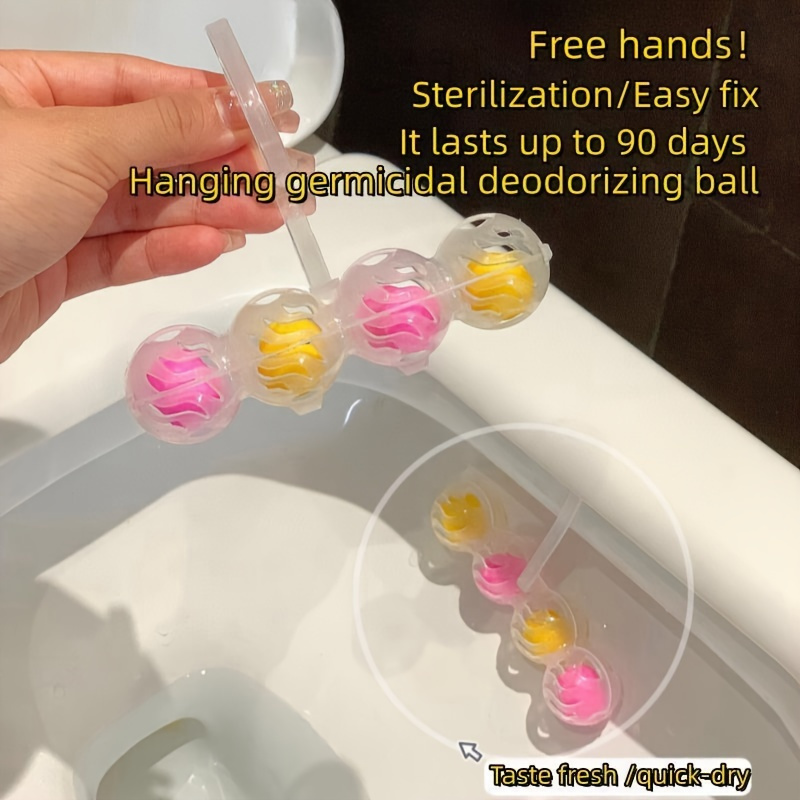 

Hanging Toilet Deodorizing & Sterilizing Cleaner Balls - 1pc, 90 Days Use, Germicidal Deodorizer For Internal Bathroom Cleaning & Maintenance