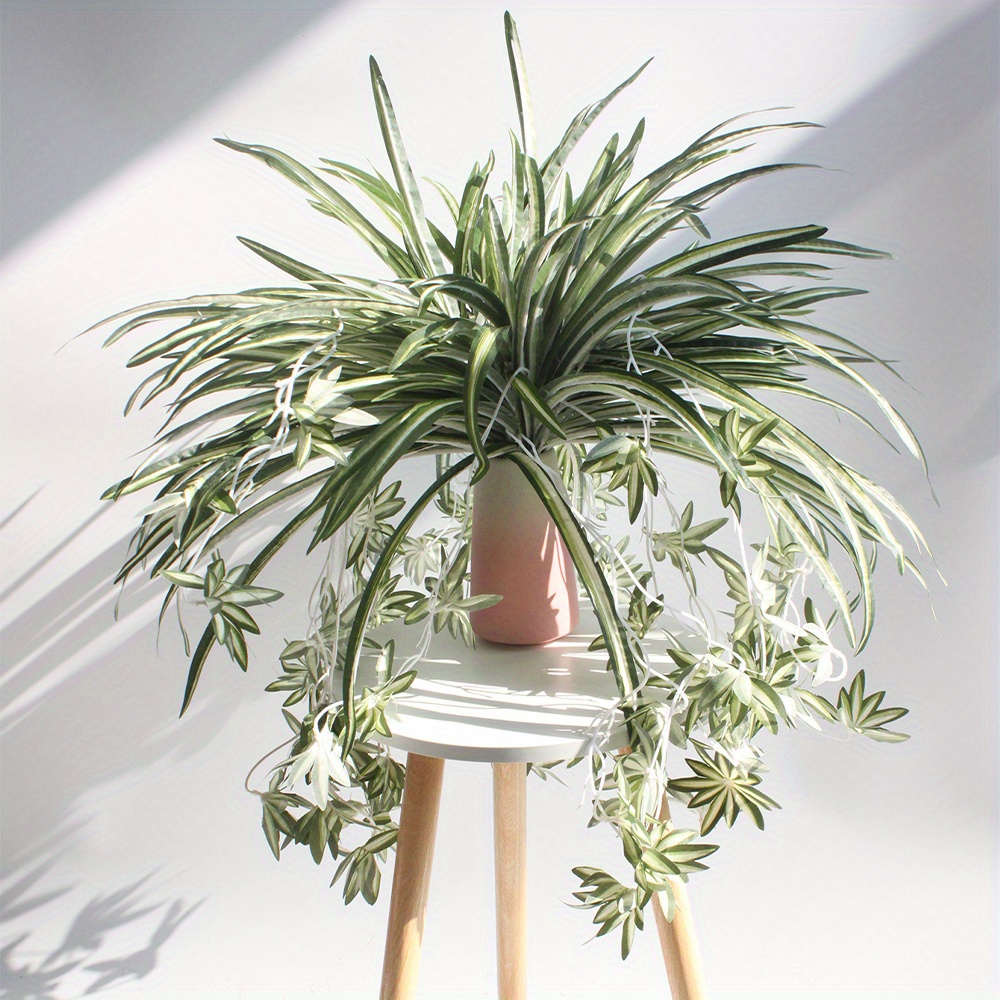 

2pcs Artificial Chlorophytum Flowers, Artificial Flowers Spider Plant, Fake Greenery Faux Plant Hanging Basket Ivy Green Leaves Wall Hanging Plants For Home Garden Office Wedding Decoration