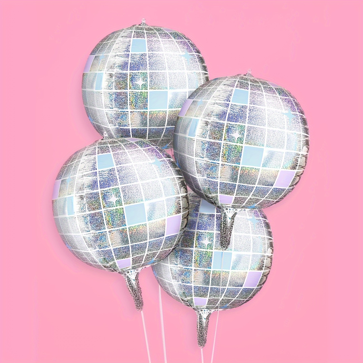 

4-piece Metallic Glitter Balloons Set - Shimmering, Pink & Lake Blue | Ideal For 70s & 80s Celebrations, Birthday Festivities, Graduation & Wedding Decorations