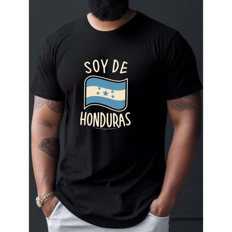 

I M From Honduras Vintage Graphic Print Men's Short Sleeve T-shirts, Comfy Casual Elastic Crew Neck Tops For Men's Outdoor Activities