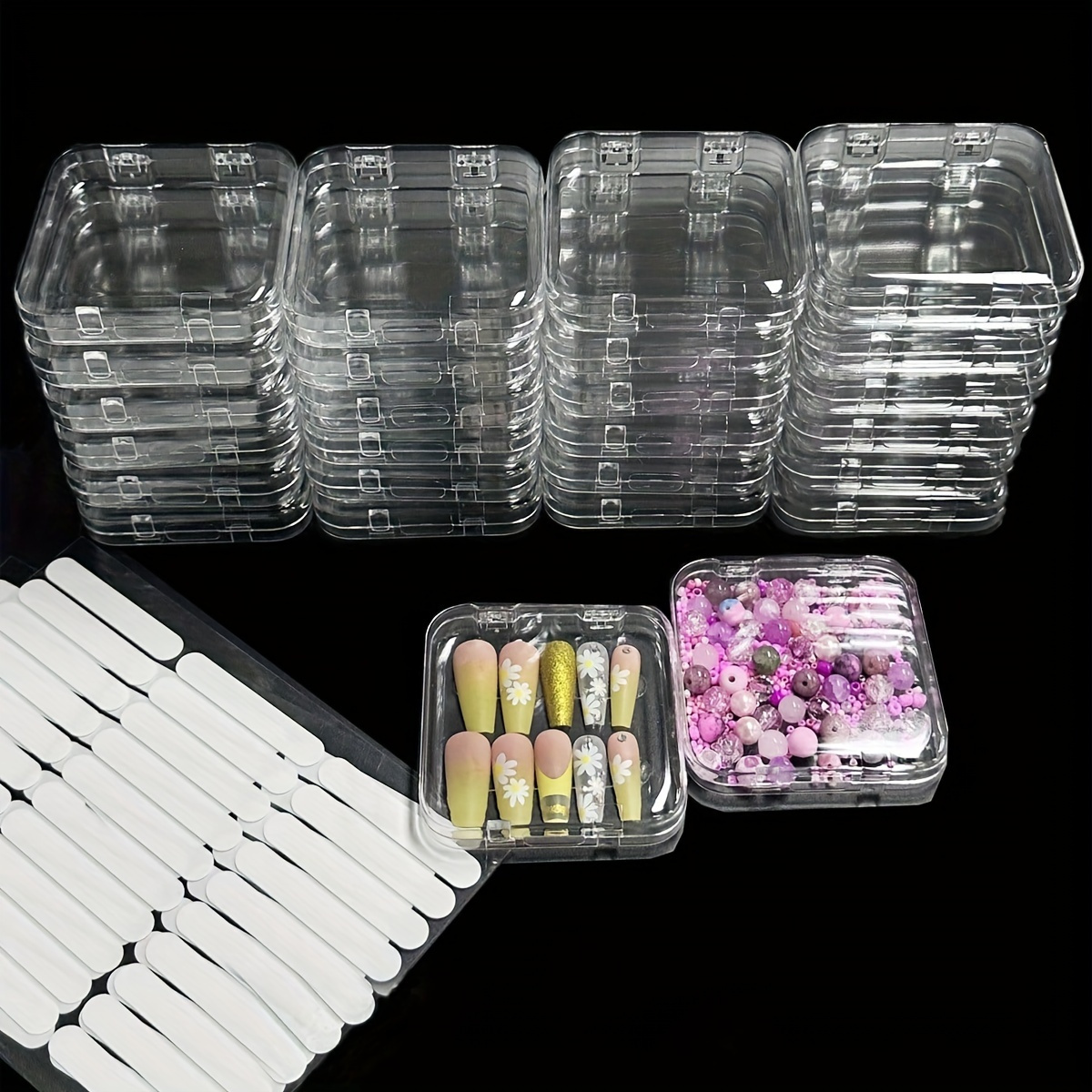

24pcs Plastic Press-on Nail Storage Boxes, Classic Style Acrylic False Nail Display Cases, Clear Nail Holder Containers For Nail Salon Accessories And False Nail Organization
