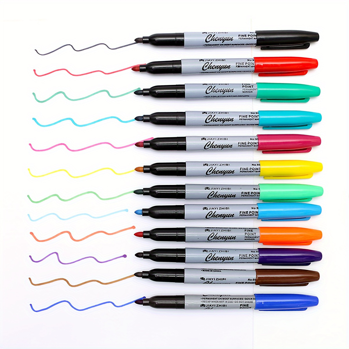 

6-pack Fine Point Permanent Markers - Waterproof, Quick-drying, Fade-resistant For Office, Classroom, And Home Use, Suitable For Ages 14+
