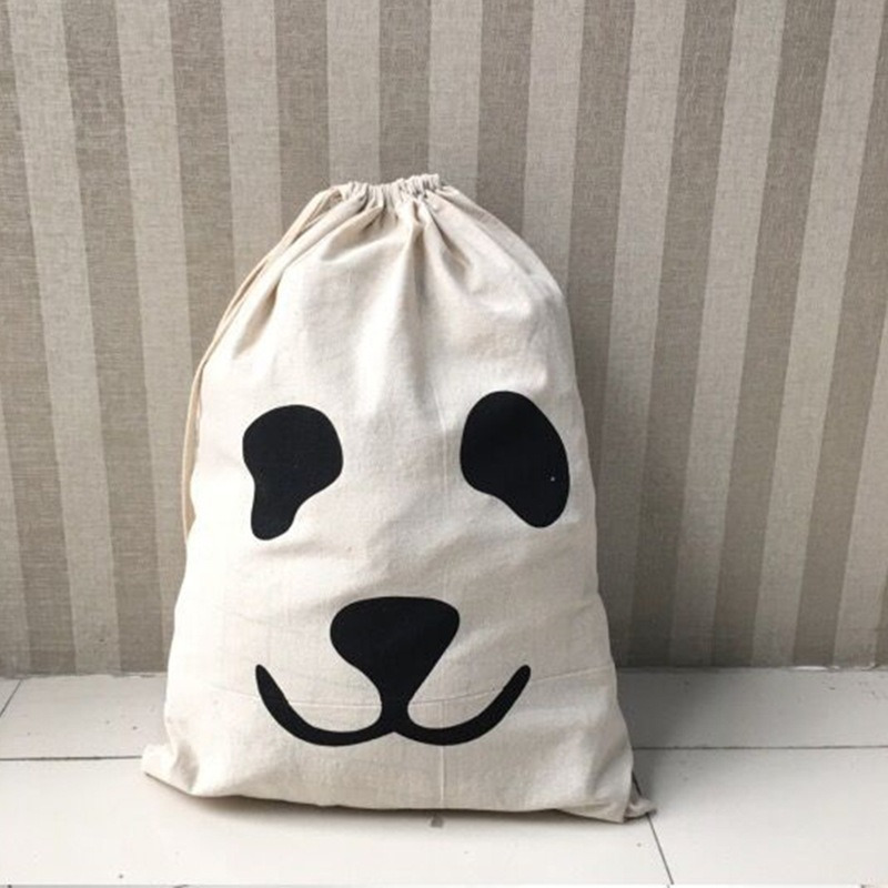 

1pc Large Cotton Laundry Bag With Animal Stripe Pattern, 18.50x23.62inch, Simple Drawstring Closure Dirty Clothes Bag, Easy To Carry, Storage Solution