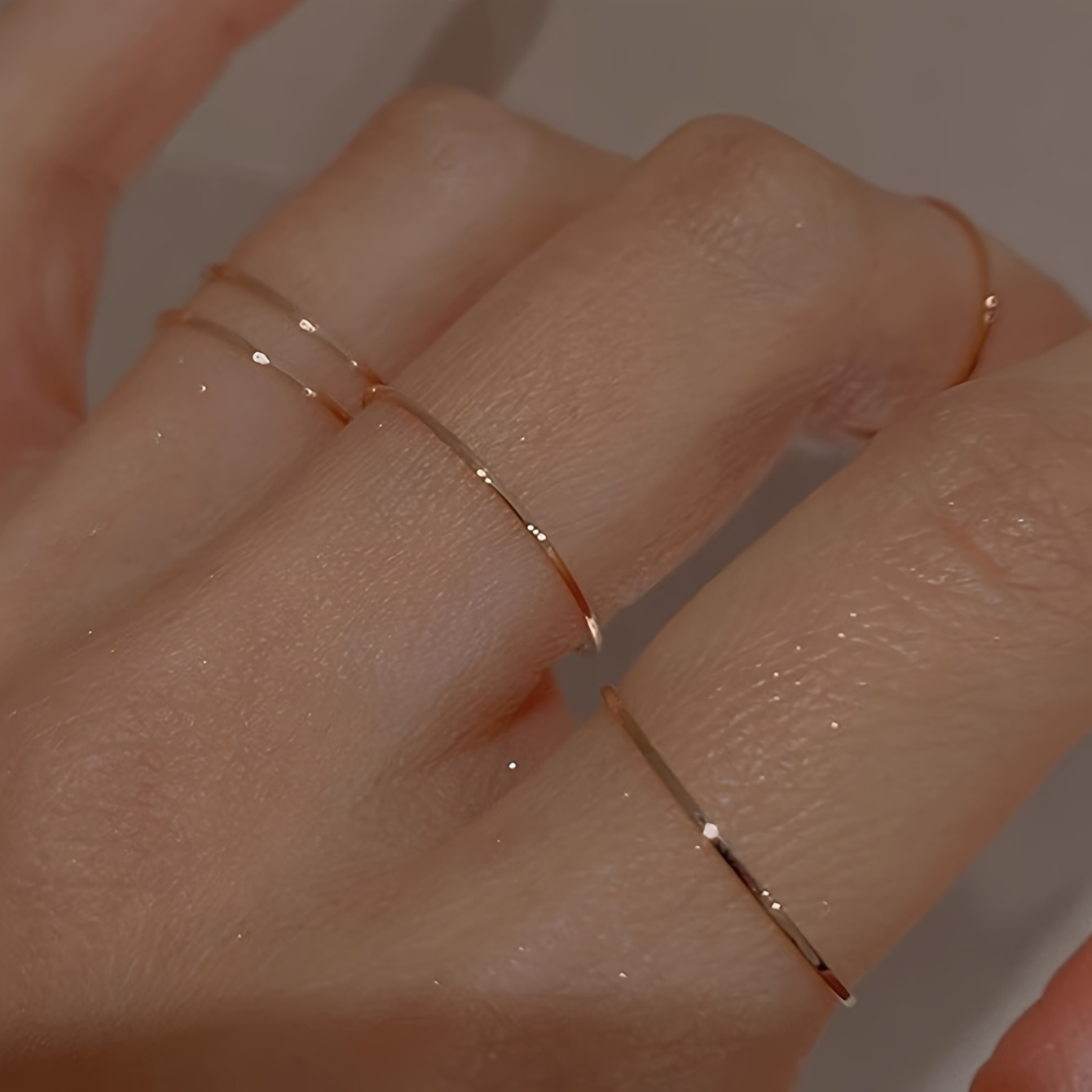 TEMU 5pcs Set 18k Gold-plated Copper Stackable Rings - Minimalist Interlocking Joint Rings For , Unisex Round Joint Bands For Daily Wear, Wedding &