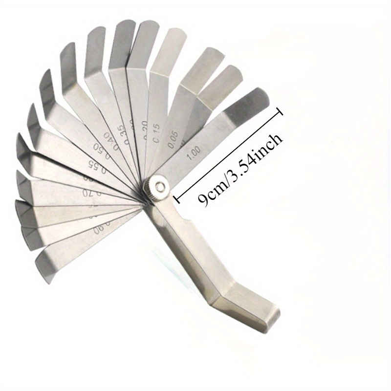 TEMU 1pc 16 Blades Feeler Gauge Carbon Steel Metric Imperial 0.05-1.00mm  Filler Thickness Set Gage Measurment Tools