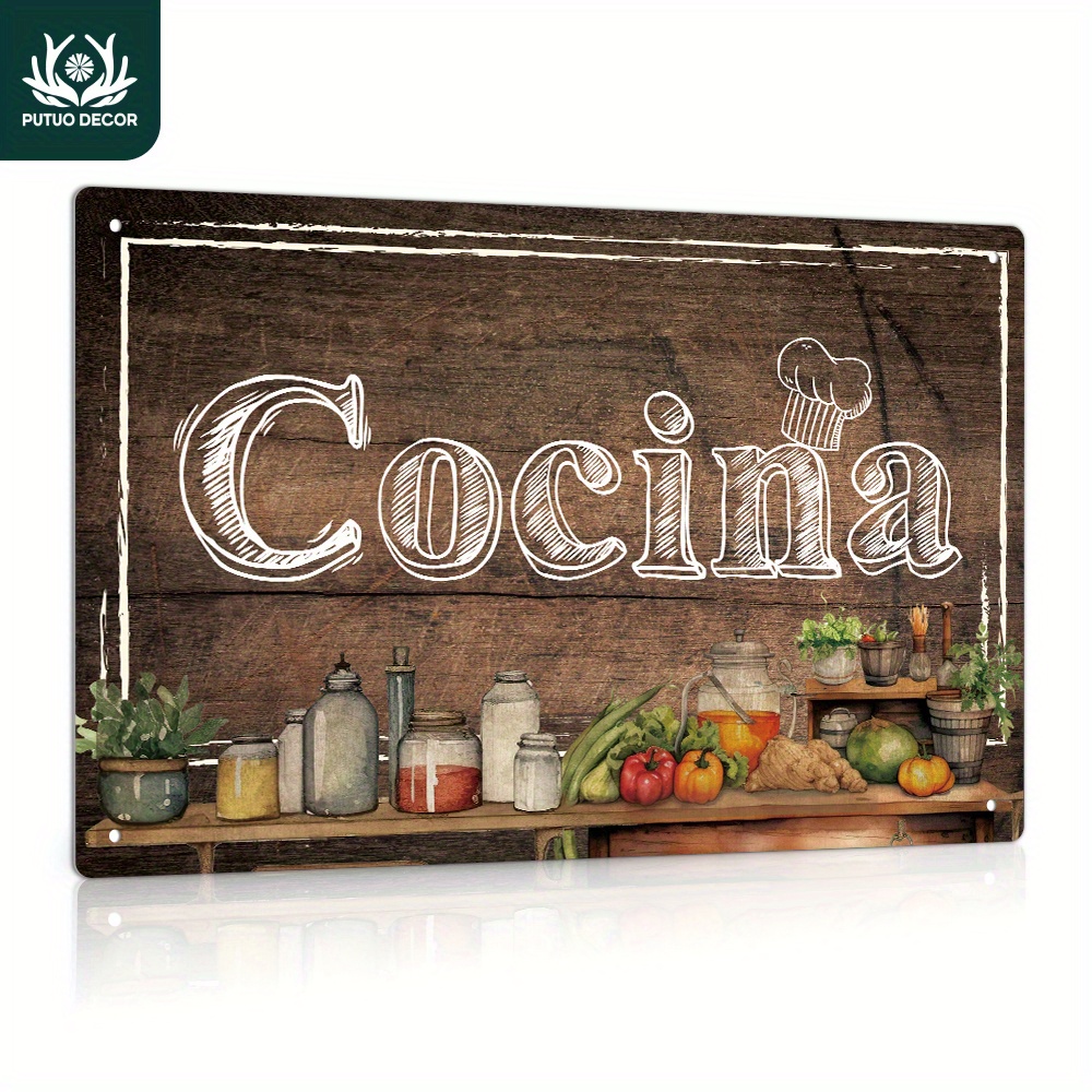 

1pc Spanish Vintage Metal Tin Sign, Cocina, Wall Art Decor For Home Farmhouse Kitchen Dining Room, Gift