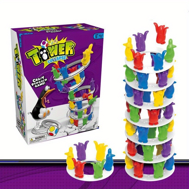 

Family Fun Educational Building Block Challenge Tower Toy, Penguin Balance Game For Kids