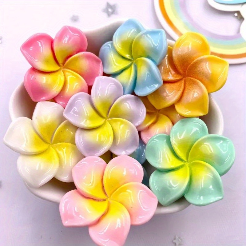 

20pcs Polyresin Flatback Flower Cabochons For Diy Crafts, Kawaii Multicolor Floral Embellishments For Scrapbooking, Bows, And Jewelry Making - No Power Required