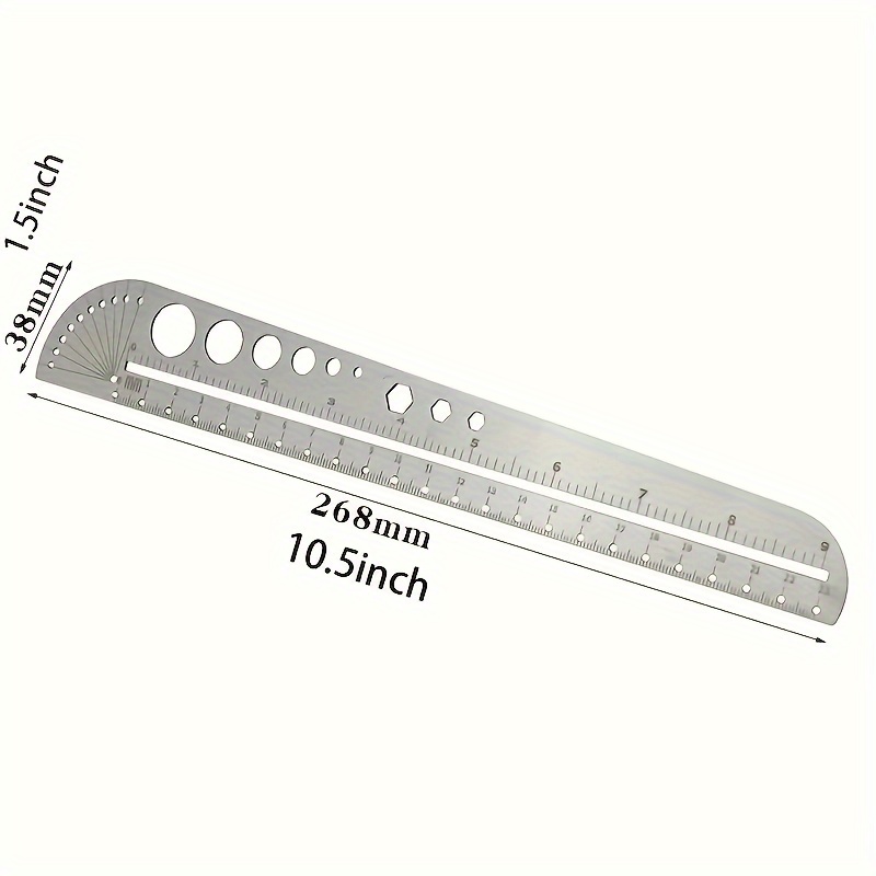 TEMU 1pc Multi-functional Stainless Steel Ruler With Large Graduations And Hexagonal Design For Office, Leatherworking Projects, Measuring Tool