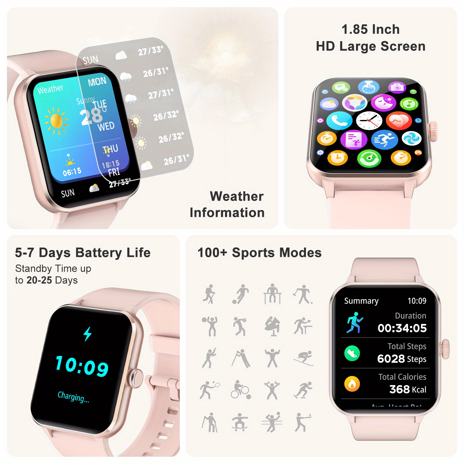 smartwatch for man women call answer dial   assistant   83 inch sports smartwatch fitness tracking monitor with pedometer calorie distance   valentines day gift birthday gift Product details 9