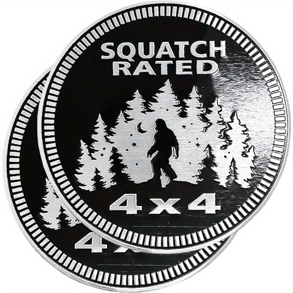 

2- Squatch Metal Car Emblems, Universal 3d Round Automotive , Metal Decals For Trucks, Suvs, Rvs, Compatible With Jeep Wrangler Vehicles - Squatch 2