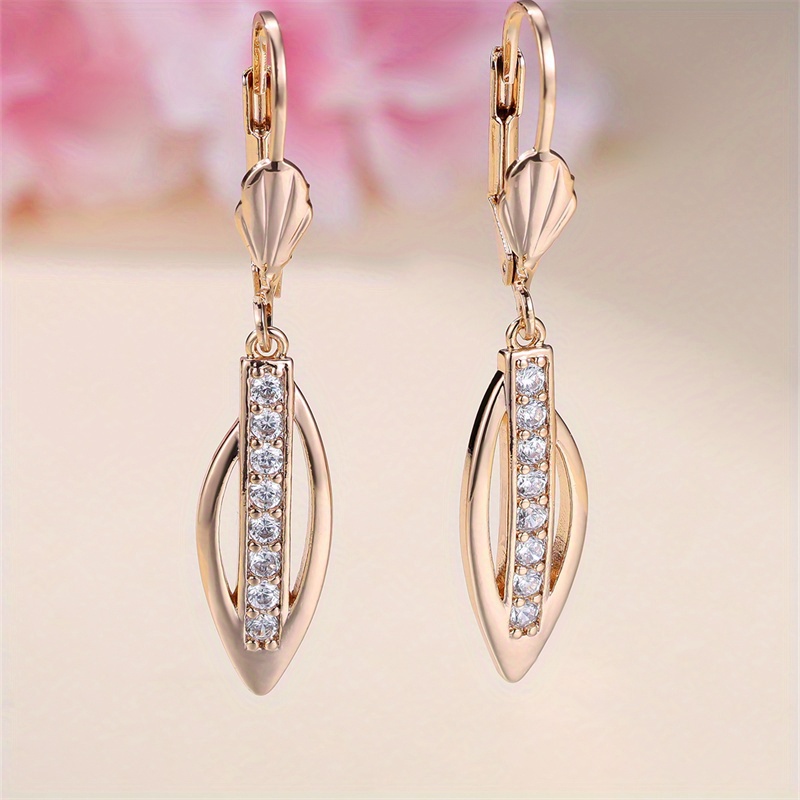 TEMU 1 Pair Elegant Pendant Golden Color Hoop Earrings For Women Wedding Jewelry Party Women Drop Earrings