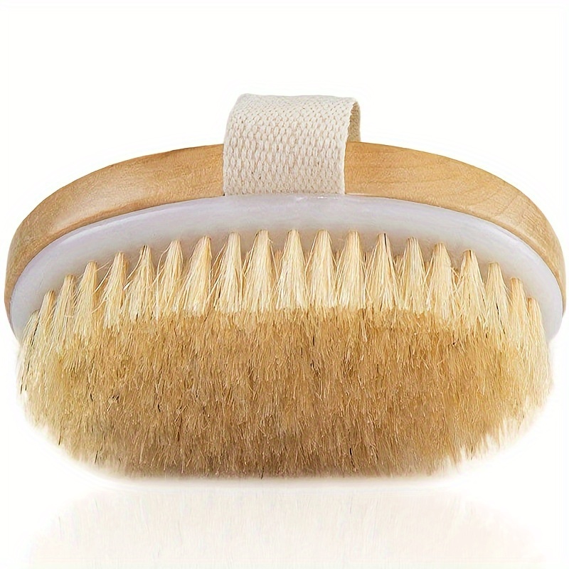 

Wooden Bristle Body Brush - Soft Wet Dry Massager For Deep Cleansing And Exfoliation