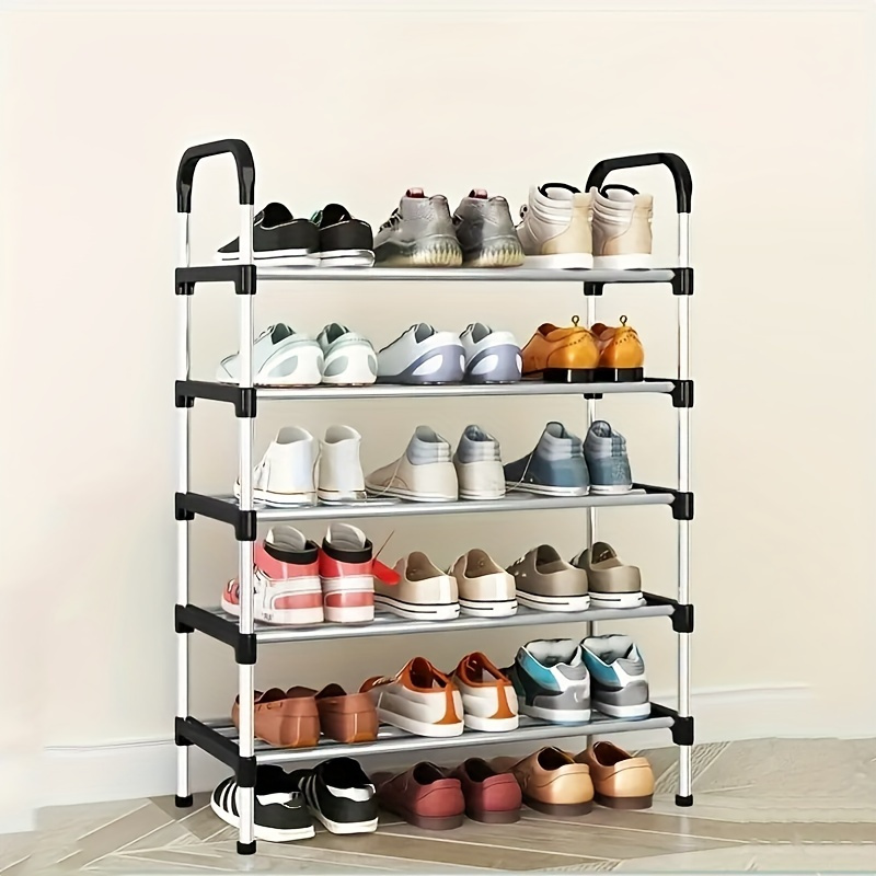 1pc adjustable 5 tier shoe rack organizer free standing metal shelf for entryway hallway bedroom office no   versatile floor mount storage for   room types details 0