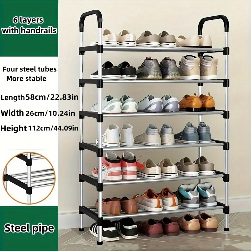 1pc adjustable 5 tier shoe rack organizer free standing metal shelf for entryway hallway bedroom office no   versatile floor mount storage for   room types details 4