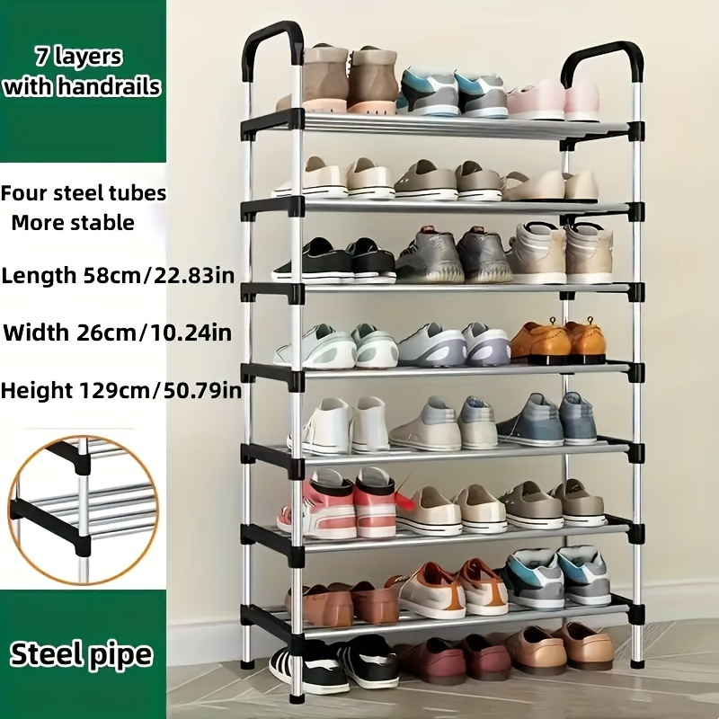 1pc adjustable 5 tier shoe rack organizer free standing metal shelf for entryway hallway bedroom office no   versatile floor mount storage for   room types details 7