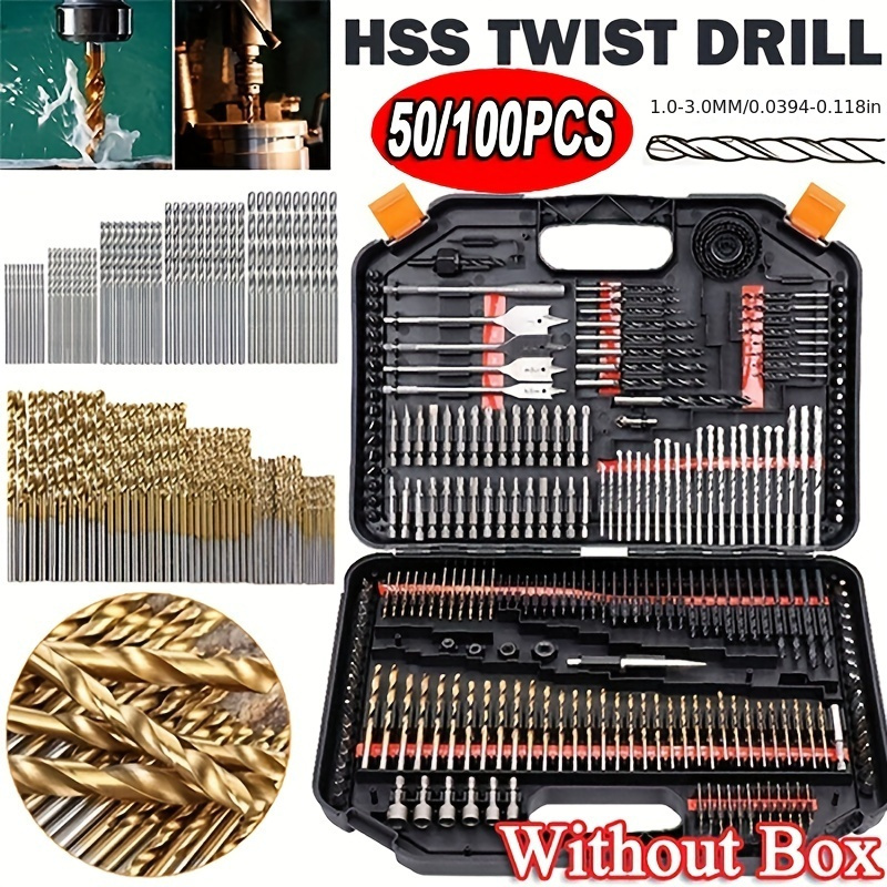 

A Set Of 100/50 Pieces Of Titanium Coated Hss High Speed Steel Drill Bits, Which Are Power Tool Accessories.