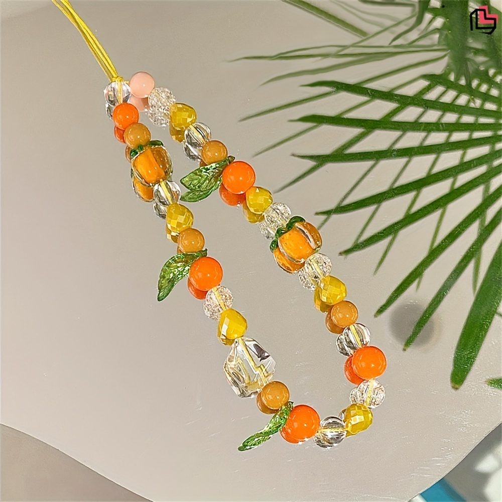 

Fruity Charm Beaded Lanyard Bracelet, Summer Fresh Aesthetic, Phone Chain Wrist Strap, Hanging Cord, Universal Accessory For & Android