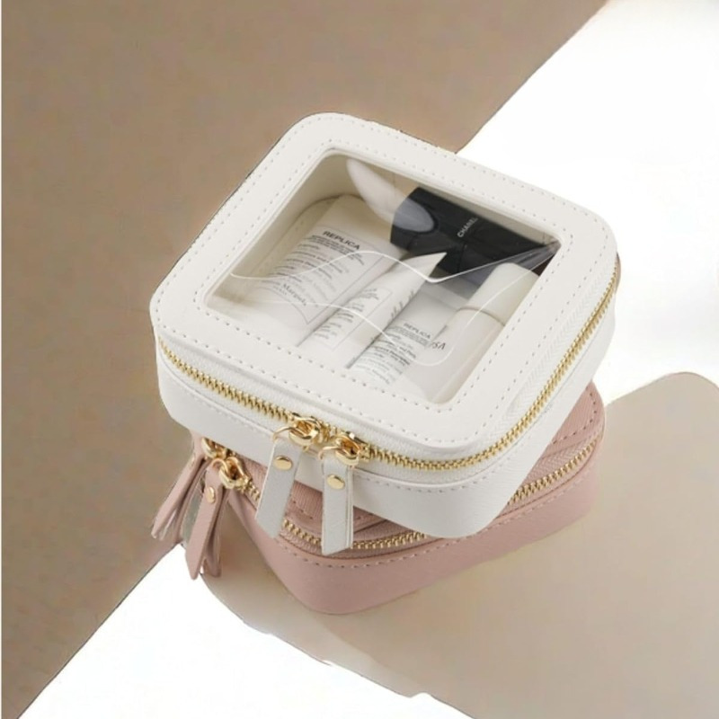 

Mini Clear Window Makeup Bag, Cute Small Cosmetic Storage Case For Lipsticks And Essentials, Portable For Purse Travel
