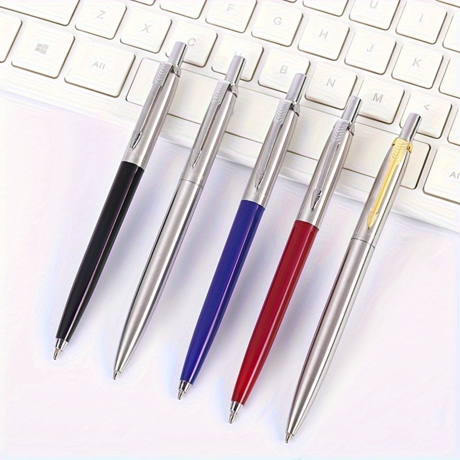 

5-piece Luxury Metal Ballpoint Pens | Retractable, Smooth Writing With Comfort Grip | Elegant Design For Professionals