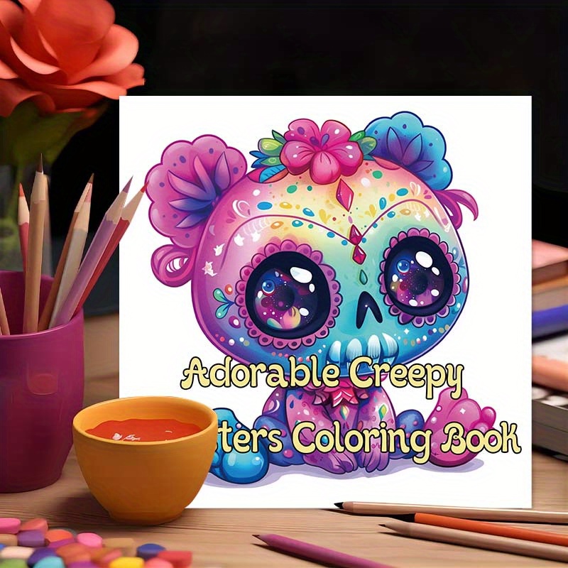 

Adorable Creepy Monsters Coloring Book - 22 Pages Of Thick Paper For Sketching & Drawing - Loose Sheets Style - Perfect For Festive Birthday Party Gifts